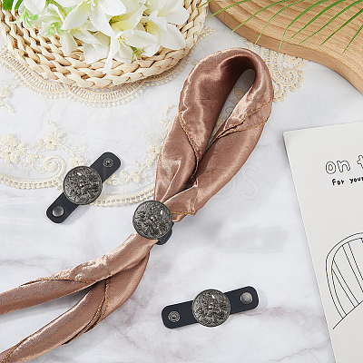 6Pcs Alloy with Imitation Leather Scarf Clips AJEW-CL0004-82C-1