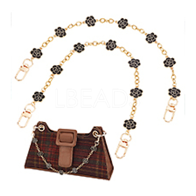 Alloy Enamel Flower Brass Cable Chains Bag Extender Chains HJEW-PH01994-1
