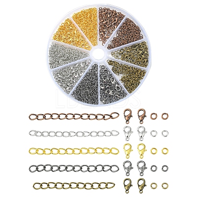 100Pcs 5 Color Iron Ends with Twist Chains DIY-FS0003-54-1