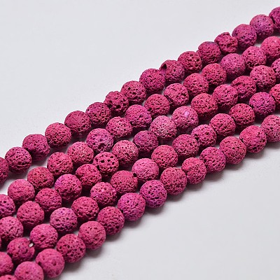 Natural Lava Rock Round Bead Strands G-I124-6mm-05-1