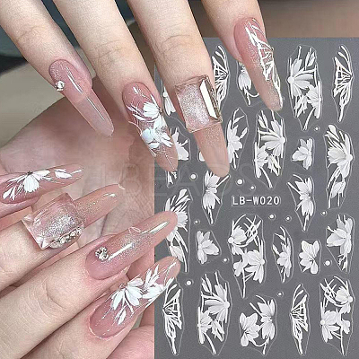 4Pcs 4 Styles Flower Pattern Self Adhesive PET Nail Art Stickers Decals MRMJ-SP0001-22-1
