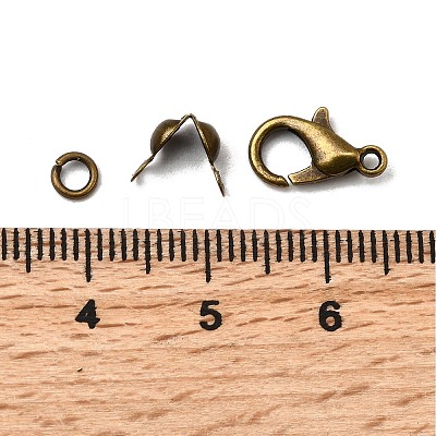 Zinc Alloy Lobster Claw Clasps & Brass End Bead Tips & Jump Rings Findings Kits DIY-GO0002-21AB-1