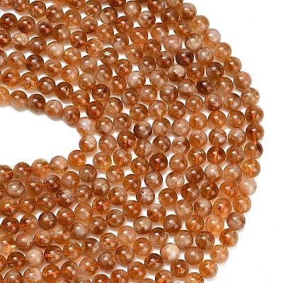 Hearted Natural Citrine Beads Strands G-L663-A02-8mm-1