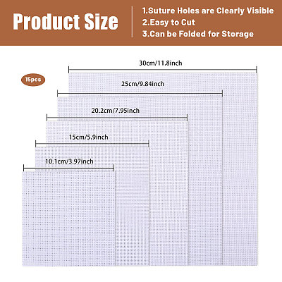 15Pcs 5 Styles 14CT Cross Stitch Fabric DIY-GL0005-36-1