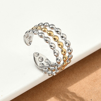 304 Stainless Steel Double Color Cuff Rings RJEW-S635-01GP-F-1