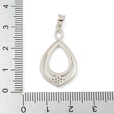 925 Sterling Silver Micro Pave Clear Cubic Zirconia Open Back Bezel Pendant Cabochon Settings STER-B005-25P-1