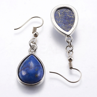 Natural Lapis Lazuli Dangle Earrings X-EJEW-P143-A07-1