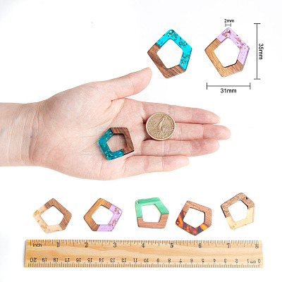 Transparent and Opaque Resin & Walnut Wood Pendants RESI-SZ0001-01-1