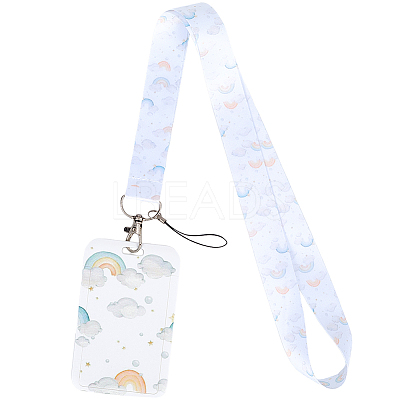 Plastic ID Card Sleeve with Polyester Lanyard Strap AJEW-WH20017-33G-1