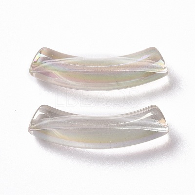UV Plating Transparent Rainbow Iridescent Acrylic Beads X-OACR-A016-01M-1