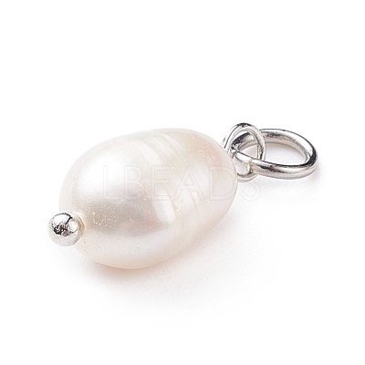 Grade B Natural Cultured Freshwater Pearl Charms PALLOY-JF01497-02-1