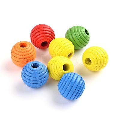 Dyed Natural Wood Beehive Beads WOOD-R249-056-1