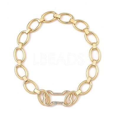 Aluminum Oval Link Chain Necklaces with Dog Bone Shaped Zinc Alloy Rock Climbing Carabiners NJEW-JN06413-1