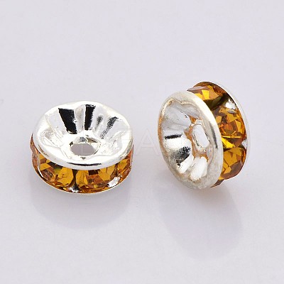 Brass Grade A Rhinestone Spacer Beads RB-A014-Z7mm-17S-1