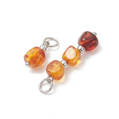 3Pcs 3 Styles Natural Amber Pendants PALLOY-JF05367-1