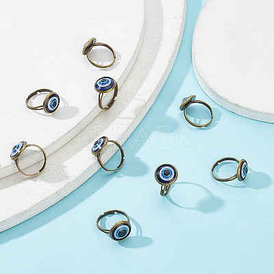10Pcs Plastic Evil Eye Adjustable Rings Set RJEW-AR0002-04-1