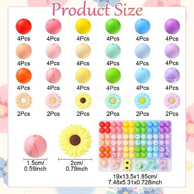 Round/Daisy Silicone Focal Beads SIL-YW0001-49-1