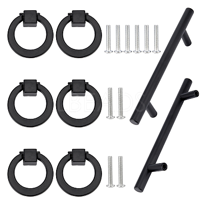 8Sets Zinc Alloy & Stainless Steel Drawer Knobs FIND-AR0001-45EB-1