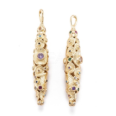 Real 18K Gold Plated Brass Micro Pave Cubic Zirconia Pendants ZIRC-M114-54G-1