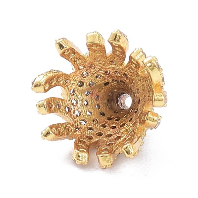 Brass Micro Pave Clear Cubic Zirconia Bead Caps ZIRC-P085-11G-1