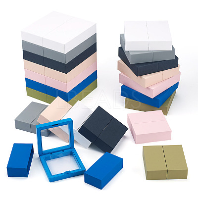 3 Bags 3 Styles Square Transparent PE Thin Film Suspension Jewelry Display Box CON-TA0001-38G-1