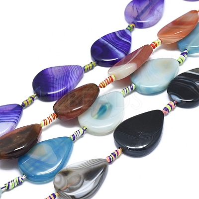 Natural Banded Agate/Striped Agate Beads Strands G-L544-004-1