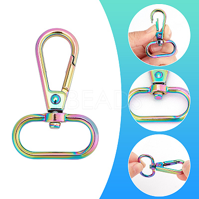 15Pcs 3 Style Rainbow Color Zinc Alloy Swivel Clasps FIND-GF0003-40-1
