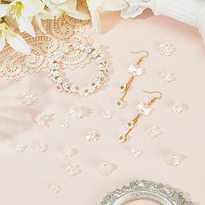 600Pcs 10 Styles ABS Plastic Imitation Pearl & Acrylic Bead Caps OACR-SC0002-36-1