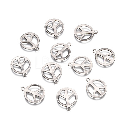 Tarnish Resistant Peace Sign 201 Stainless Steel Pendants STAS-R071-20-1