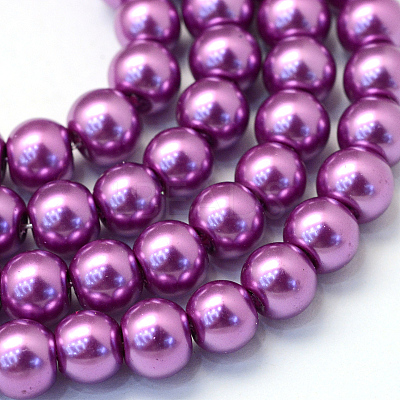 Baking Paint Pearlized Glass Pearl Round Bead Strands LS-HY-Q003-10mm-16-1