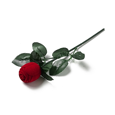 Flocking Plastic Rose Finger Ring Boxes CON-C015-02A-1