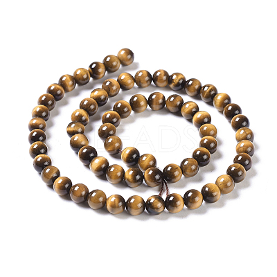 Natural Tiger Eye Round Bead Strands G-L411-07-6mm-1