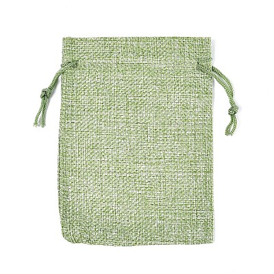 Polyester Imitation Burlap Packing Pouches Drawstring Bags ABAG-R005-14x10-02-1