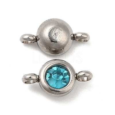 304 Stainless Steel Single Rhinestone Connector Charms STAS-E194-13P-14-1