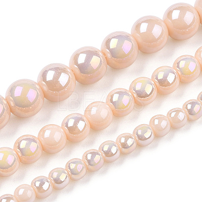 Electroplate Opaque Glass Beads Strands X-GLAA-T032-P6mm-AB09-1