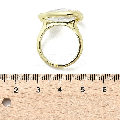 Heart Brass Natural Quartz Crystal Finger Rings RJEW-D304-01G-F-1