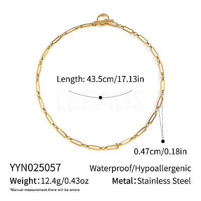 304 Stainless Steel Oval Link Chain Necklaces with OT Clasps for Women GL9322-1