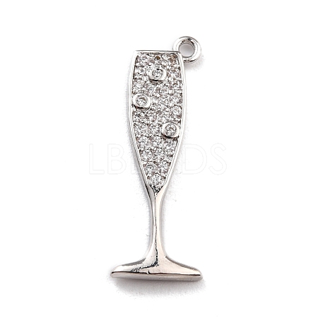 Brass Micro Pave Clear Cubic Zirconia Pendants KK-M222-08P-1