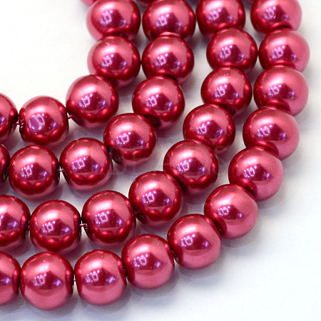Baking Painted Pearlized Glass Pearl Round Bead Strands X-HY-Q330-8mm-14-1