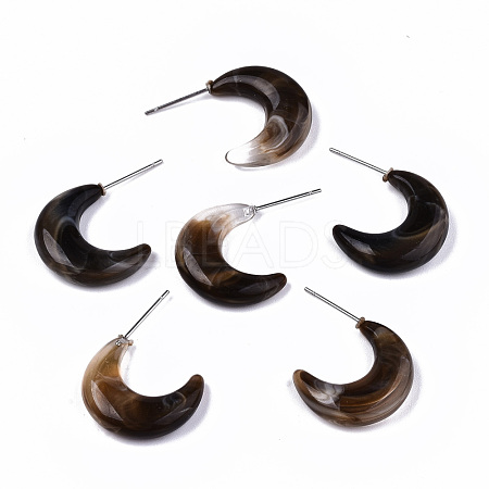 Transparent Resin Half Hoop Earrings EJEW-T012-02-B04-1