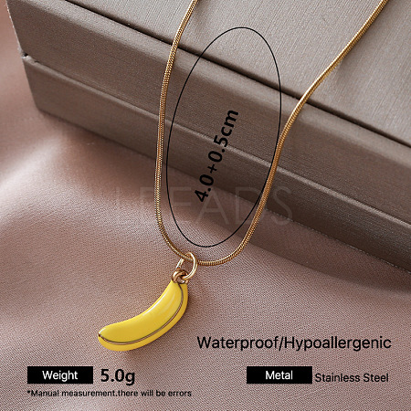 Vintage 304 Stainless Steel Enamel Banana Pendant Necklaces for Women SI8197-6-1
