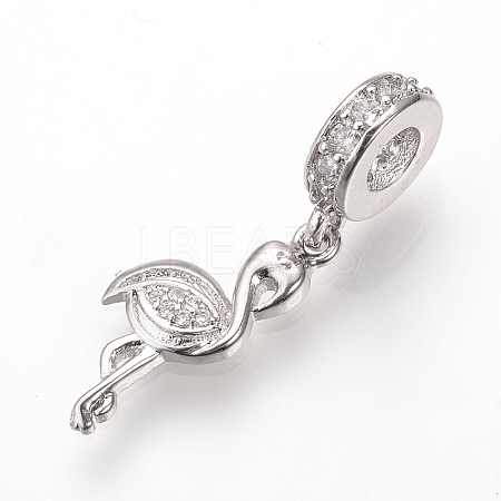 Brass Micro Pave Cubic Zirconia European Dangle Charms ZIRC-T002-36P-1