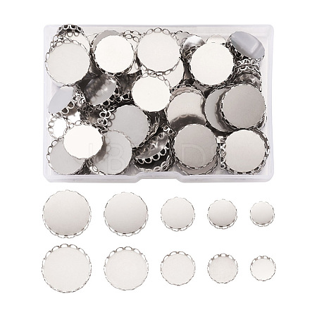 Craftdady 150Pcs 5 Styles 316 Surgical Stainless Steel Lace Edge Bezel Cups STAS-CD0001-09-1