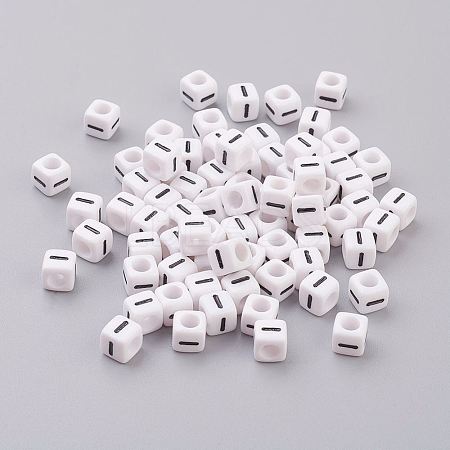 50g Opaque Acrylic Horizontal Hole Letter Beads SACR-TA0001-19J-1