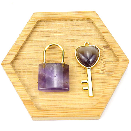 Natural Amethyst Couple Pendants PW-WG10434-06-1