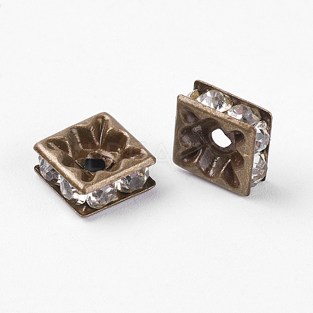 Brass Rhinestone Spacer Beads RB-A013-8x8-01AB-NF-1