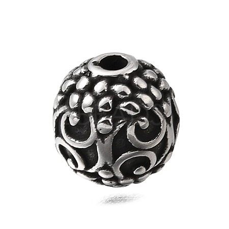 Engraved 304 Stainless Steel Beads STAS-H263-17AS-07-1