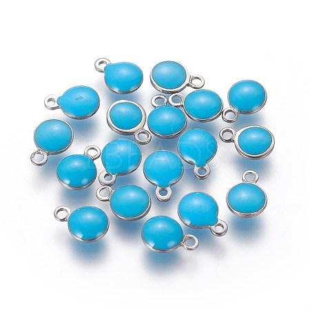 304 Stainless Steel Enamel Charms STAS-O122-D-10P-1