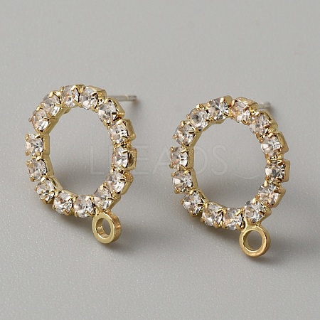 Brass Rhinestone Stud Earring Findings KK-WH0079-34LG-1