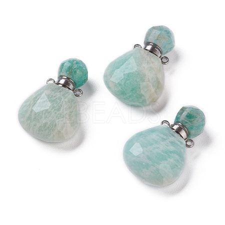 Teardrop Natural Amazonite Perfume Bottle Pendants G-H241-02A-P-1